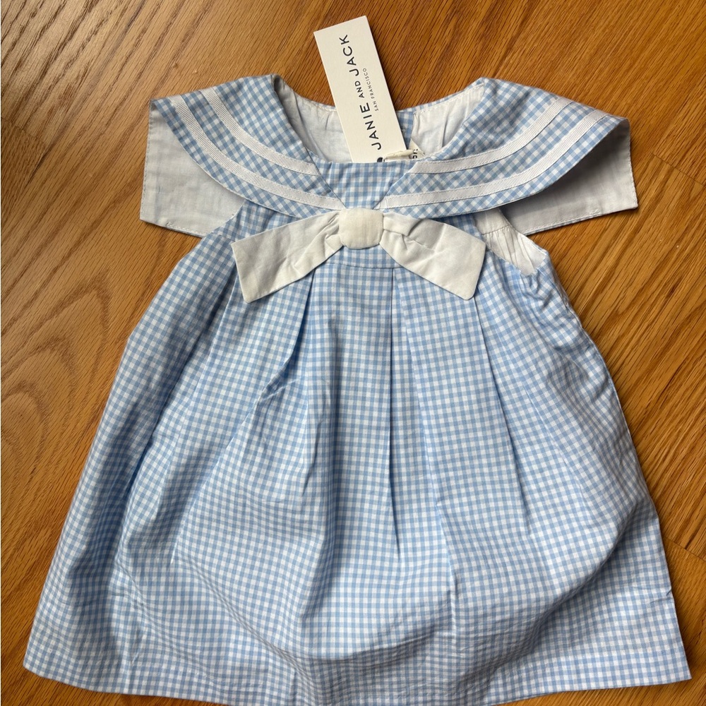 Janie and Jack Light Blue and White Dress- new with tags